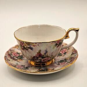 Vintage Bradford Editions Lena Liu "Precious" Floral Teacup & Saucer Set